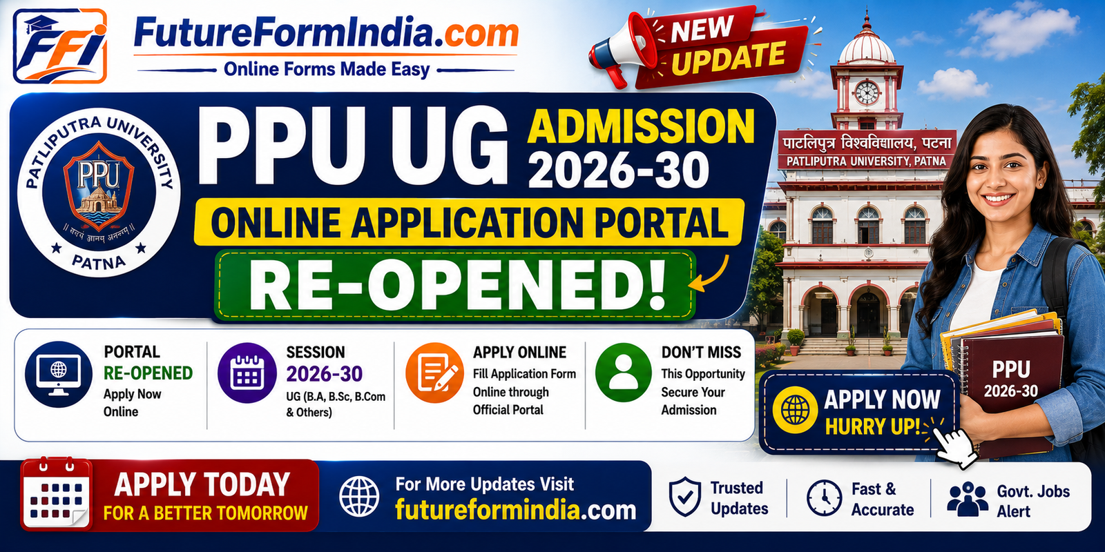 PPU UG Admission 2026-30: Online Application Portal Re-opened